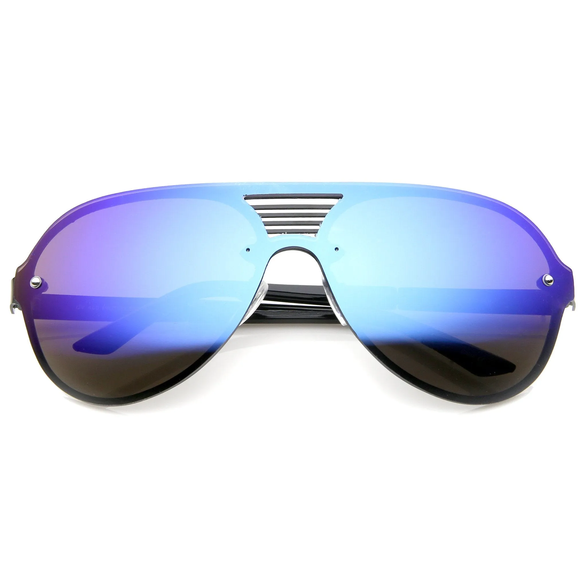 Rimless Shield Mirrored Disco Aviator Sunglasses A448