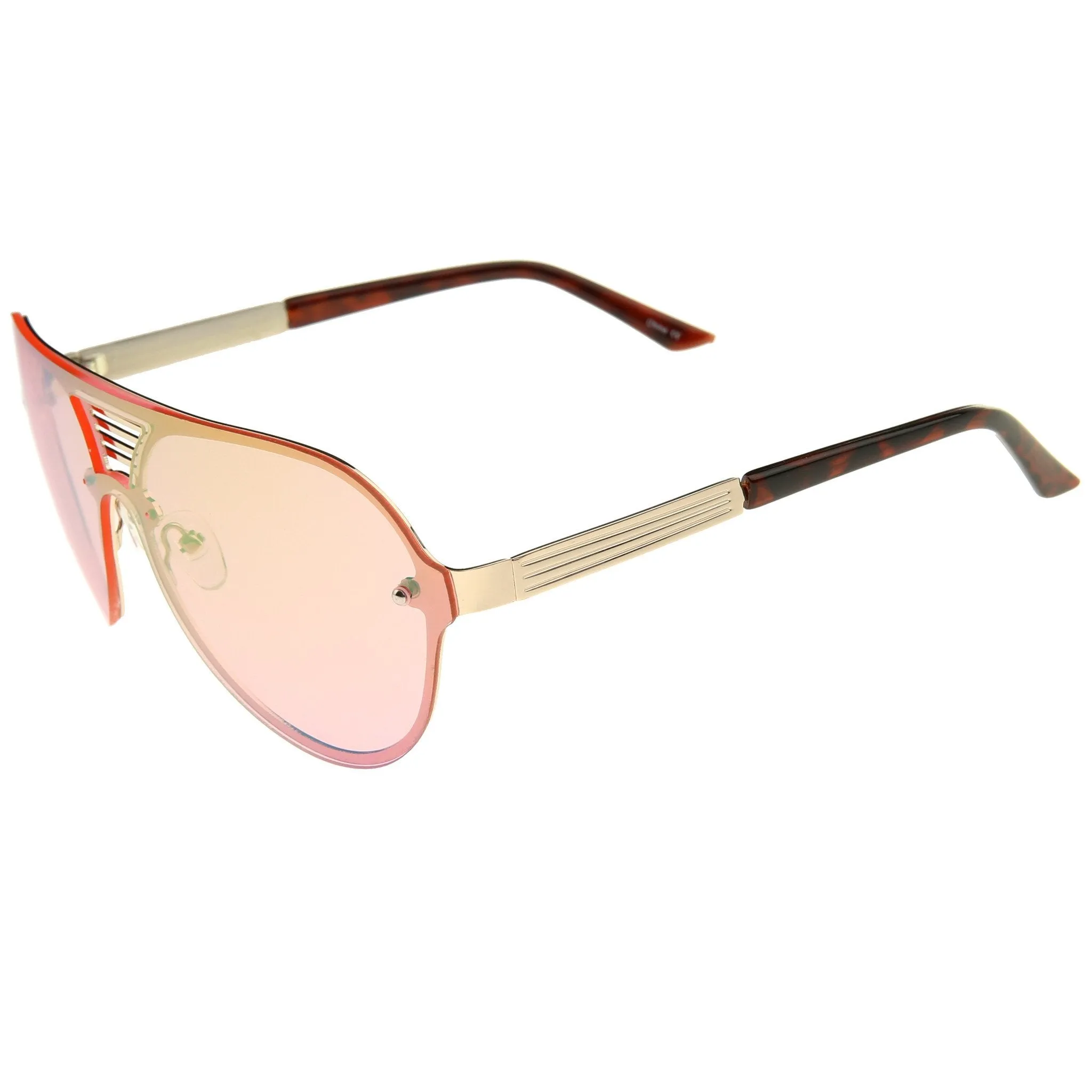 Rimless Shield Mirrored Disco Aviator Sunglasses A448