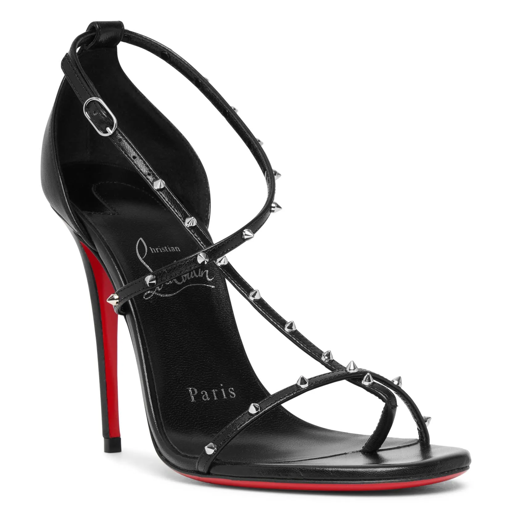 Riojana spikes black leather sandals