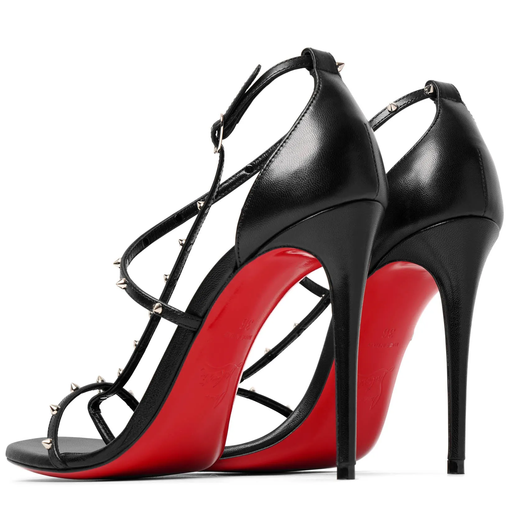 Riojana spikes black leather sandals