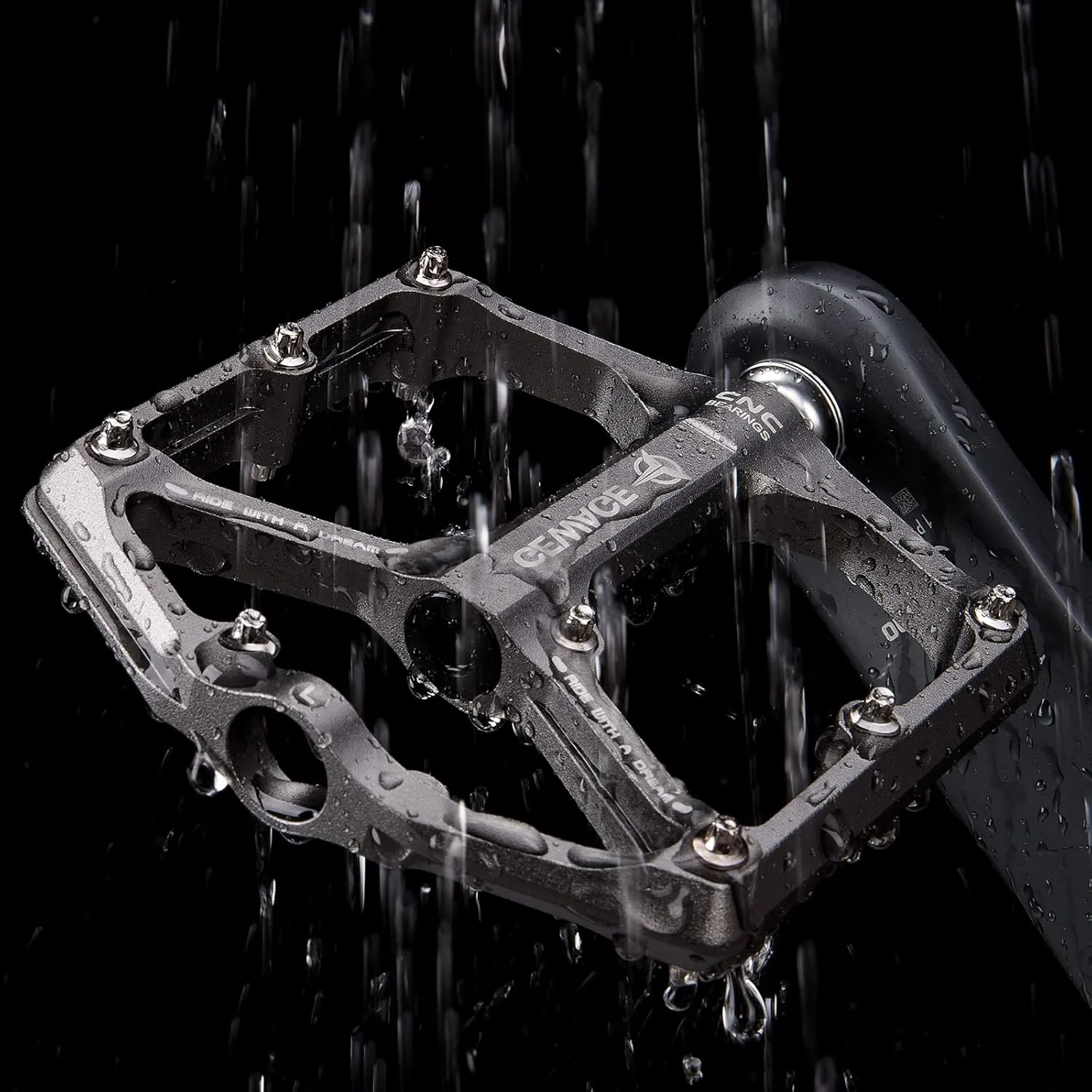 Road/Mountain Bike Pedals - 3 Bearings Bicycle Pedals - 9/16” CNC Machined Flat Pedals with Removable Anti-Skid Nails