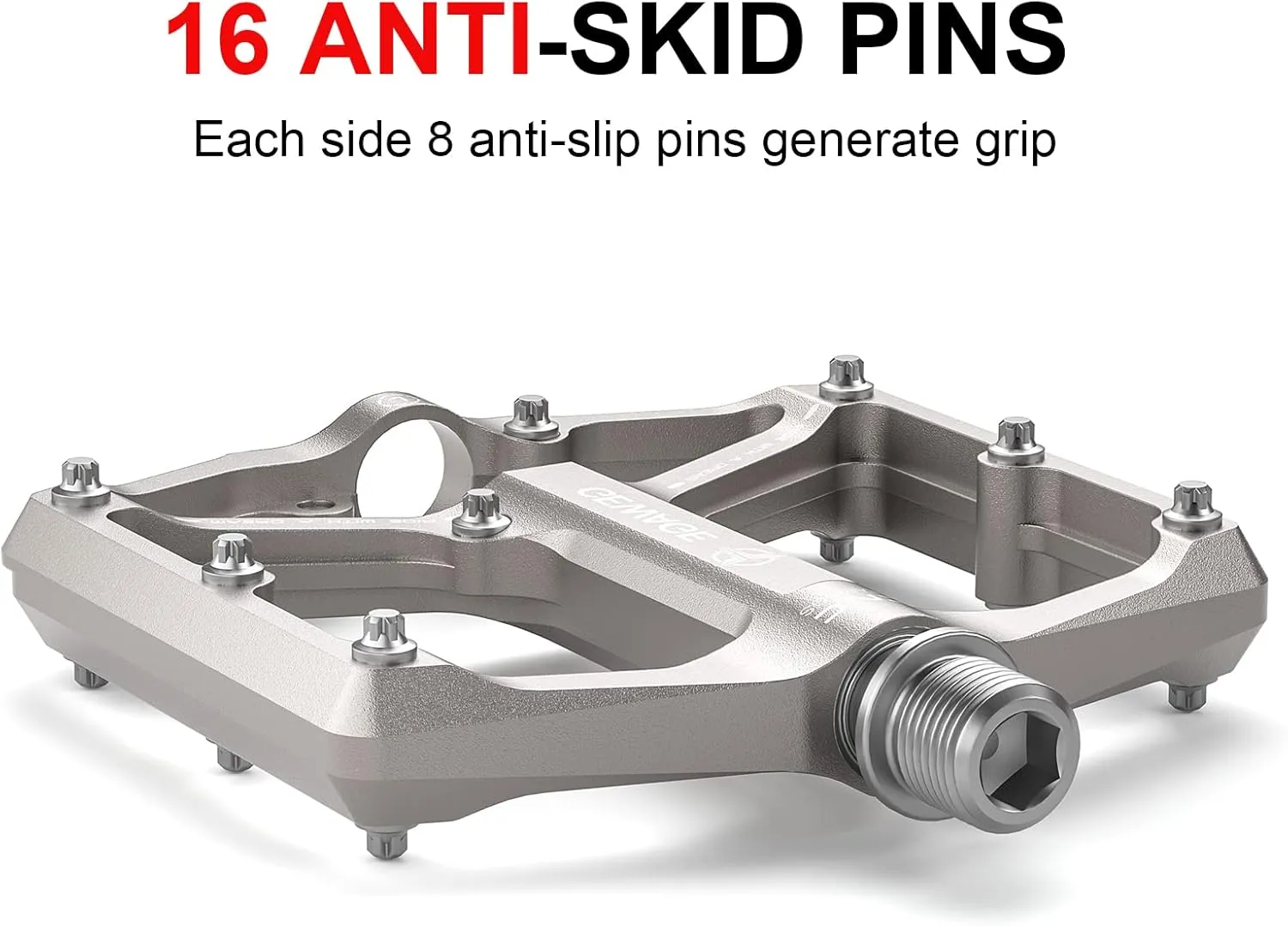 Road/Mountain Bike Pedals - 3 Bearings Bicycle Pedals - 9/16” CNC Machined Flat Pedals with Removable Anti-Skid Nails