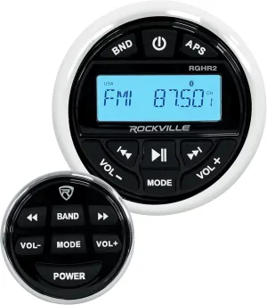 Rockville RGHR2 72W Marine Gauge Hole Receiver, Bluetooth, USB, Wired Remote, AM/FM Radio, Waterproof, Loud Audio, Perfect for Boats and Powersports