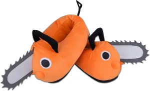 Roffatide Anime Fuzzy Slippers - Pochita House Slippers with Rubber Sole for Women & Men