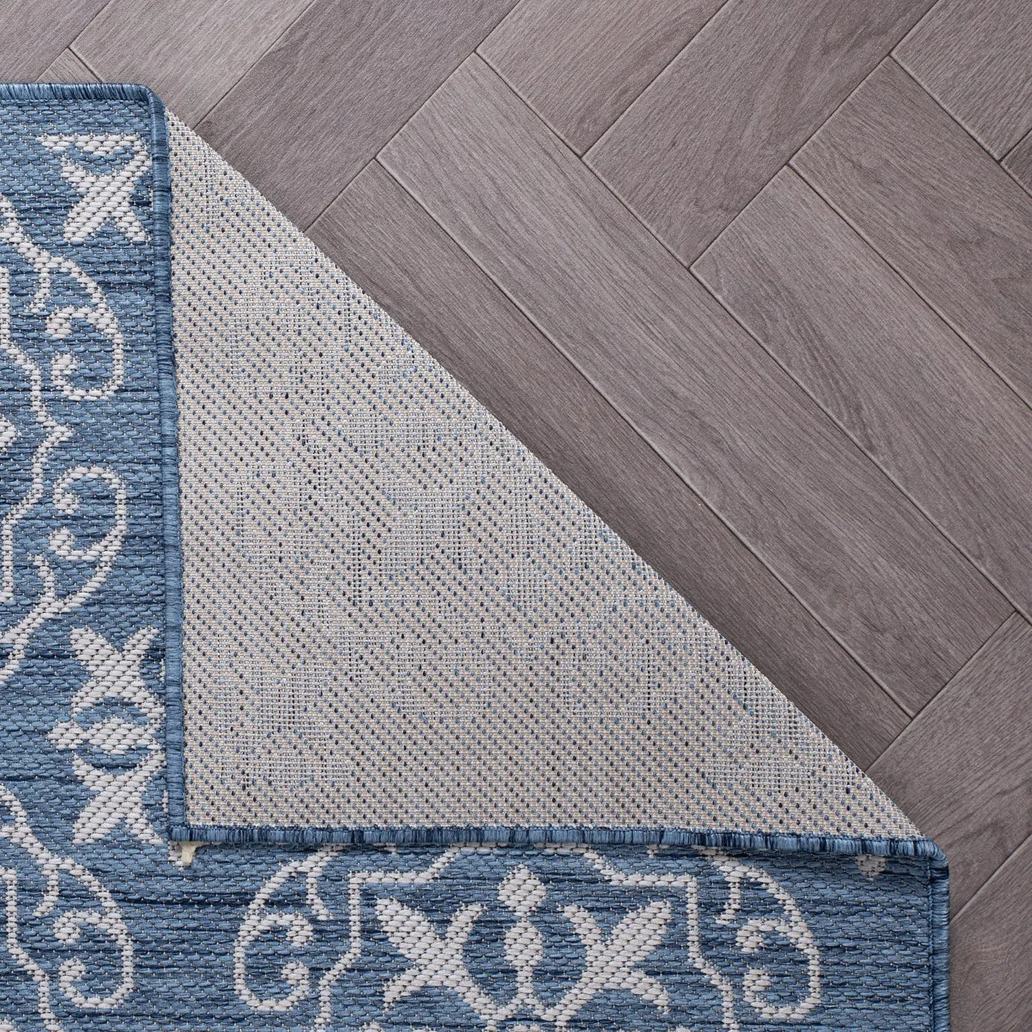 Rugshop Budelli Transitional Geometric Textured Flat Weave Easy Cleaning Outdoor Rugs for Deck,Patio,Backyard Indoor/Outdoor Runner Rug 2' x 7' Blue