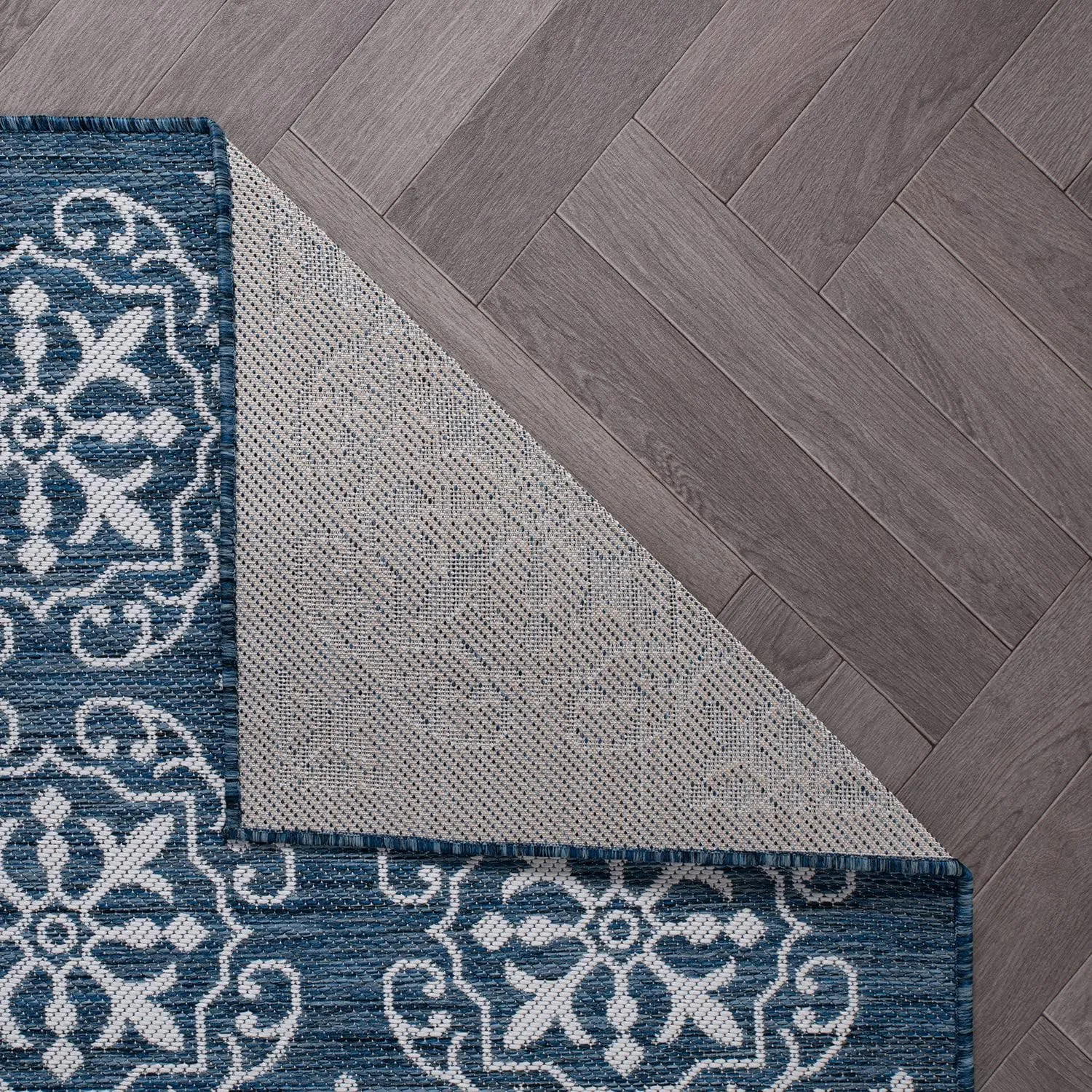 Rugshop Budelli Transitional Geometric Textured Flat Weave Easy Cleaning Outdoor Rugs for Deck,Patio,Backyard Indoor/Outdoor Runner Rug 2' x 7' Navy
