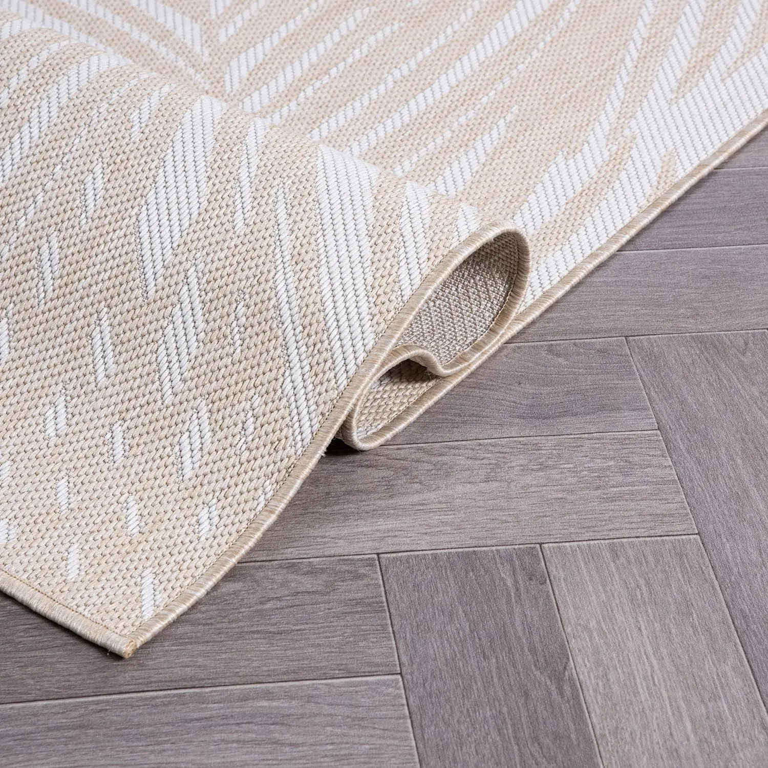 Rugshop Contemporary Distressed Leaves Textured Flat Weave Easy Cleaning Outdoor Rugs for Deck,Patio,Backyard Indoor/Outdoor Runner Rug 2' x 7' Natural