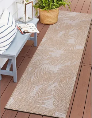 Rugshop Contemporary Distressed Leaves Textured Flat Weave Easy Cleaning Outdoor Rugs for Deck,Patio,Backyard Indoor/Outdoor Runner Rug 2' x 7' Natural