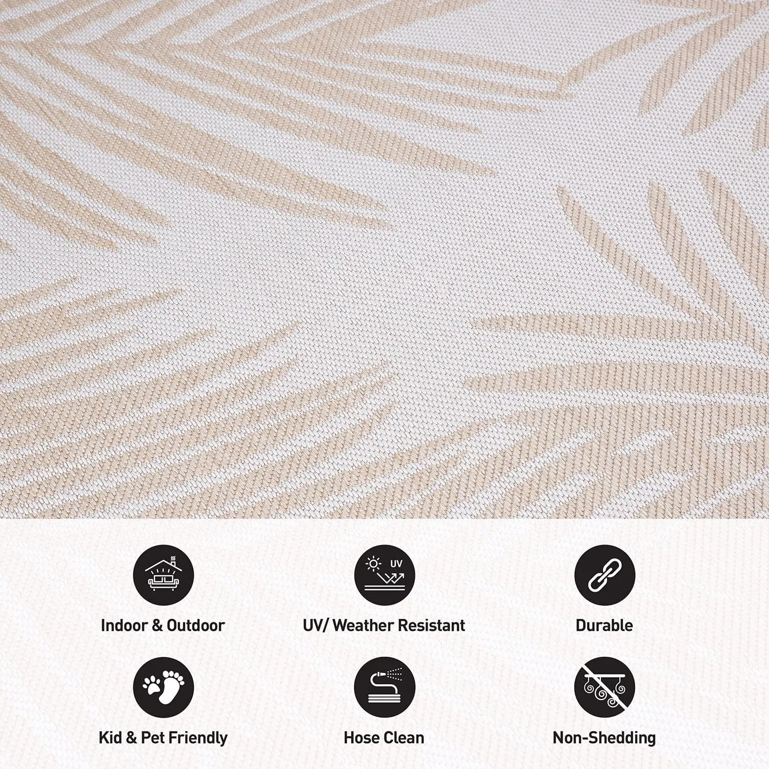 Rugshop Contemporary Distressed Leaves Textured Flat Weave Easy Cleaning Outdoor Rugs for Deck,Patio,Backyard Indoor/Outdoor Runner Rug 2' x 7' Natural