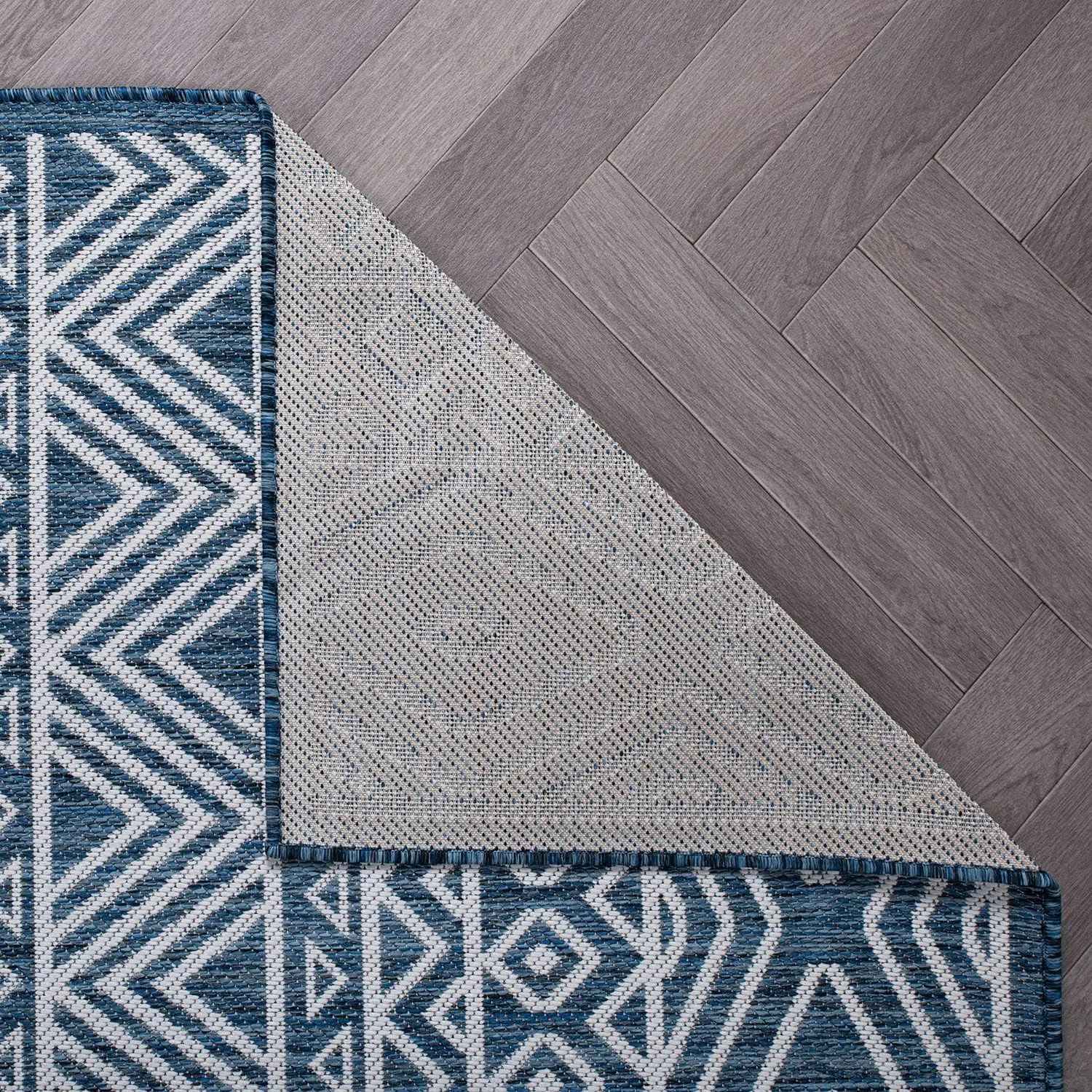 Rugshop Lecce Distressed Geometric Bohemian Textured Flat Weave Easy Cleaning Outdoor Rugs for Deck,Patio,Backyard Indoor/Outdoor Area Rug 2' x 3' Navy