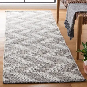 SAFAVIEH Kilim Collection Runner Rug - 2'3" x 7', Grey & Ivory, Handmade Flat Weave Chevron Wool, Ideal for High Traffic Areas in Living Room, Bedroom (KLM730F)