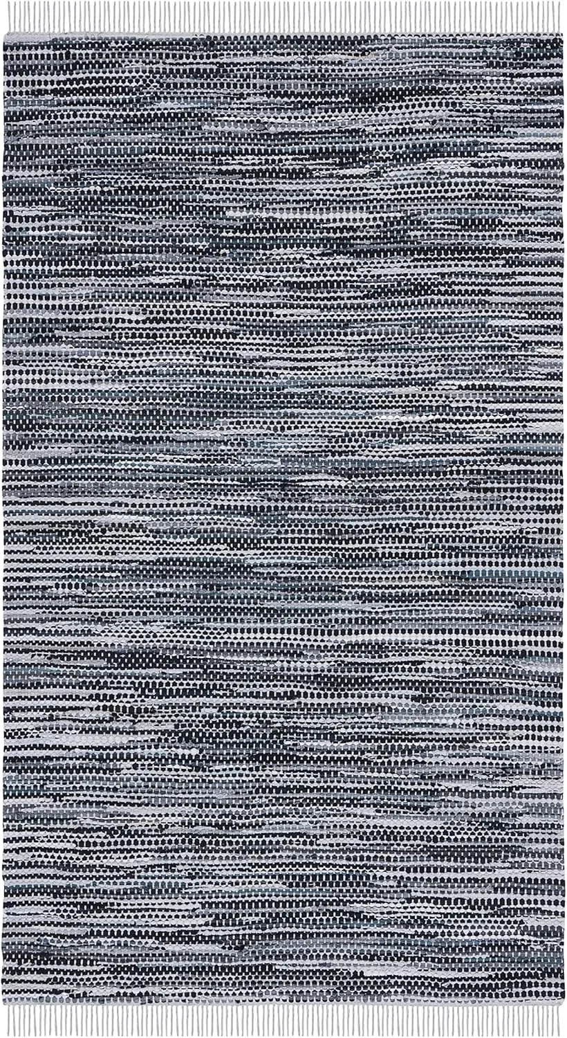 SAFAVIEH Montauk Collection Area Rug - 8' x 10', Grey & Black, Handmade Flat Weave Cotton, Ideal for High Traffic Areas in Living Room, Bedroom (MTK251F)