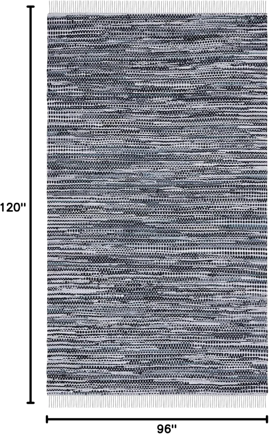 SAFAVIEH Montauk Collection Area Rug - 8' x 10', Grey & Black, Handmade Flat Weave Cotton, Ideal for High Traffic Areas in Living Room, Bedroom (MTK251F)