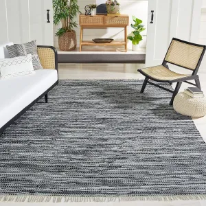 SAFAVIEH Montauk Collection Area Rug - 8' x 10', Grey & Black, Handmade Flat Weave Cotton, Ideal for High Traffic Areas in Living Room, Bedroom (MTK251F)