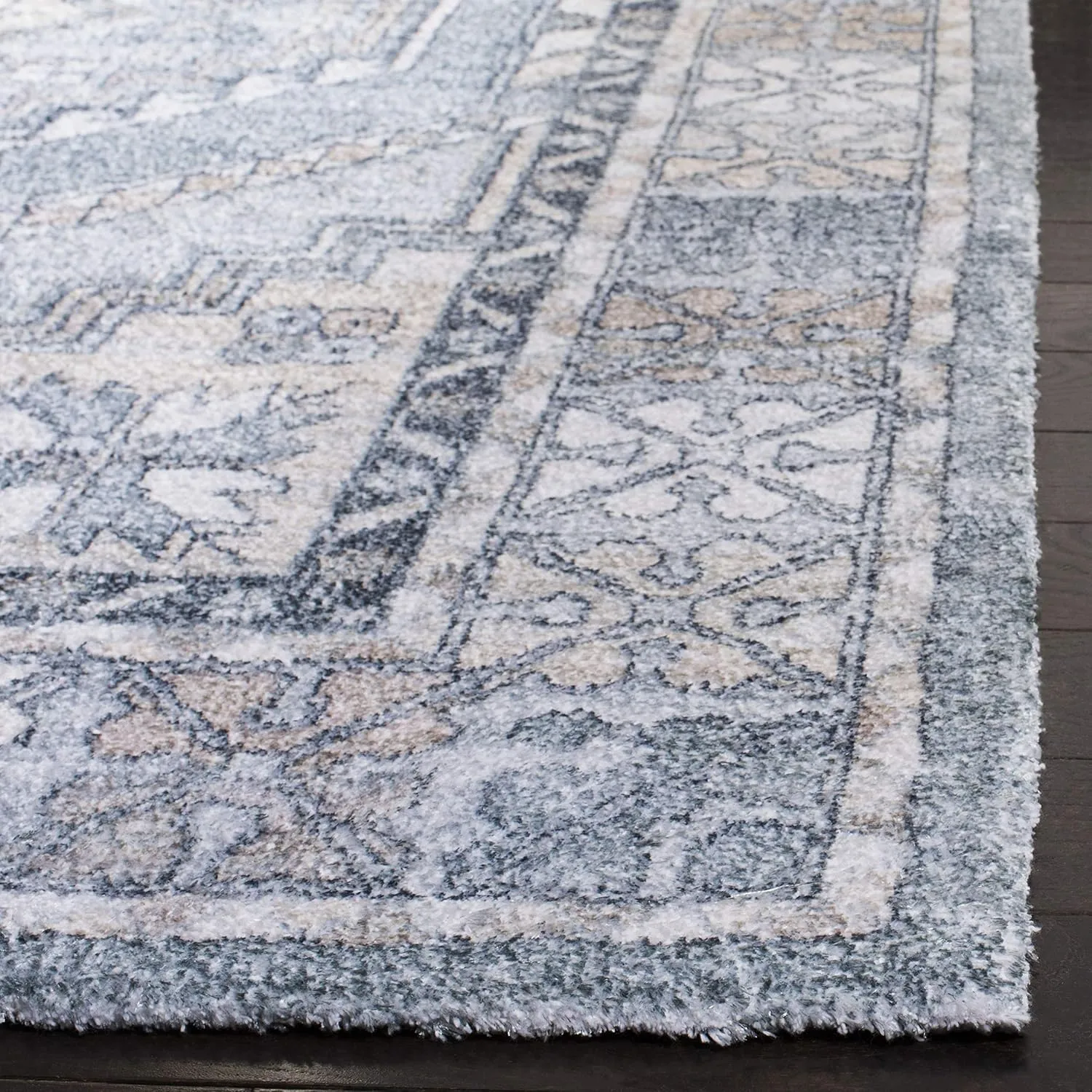 SAFAVIEH Saffron Collection 8' x 10' Grey/Ivory SFN550F Handmade Boho Chic Distressed Cotton Area Rug