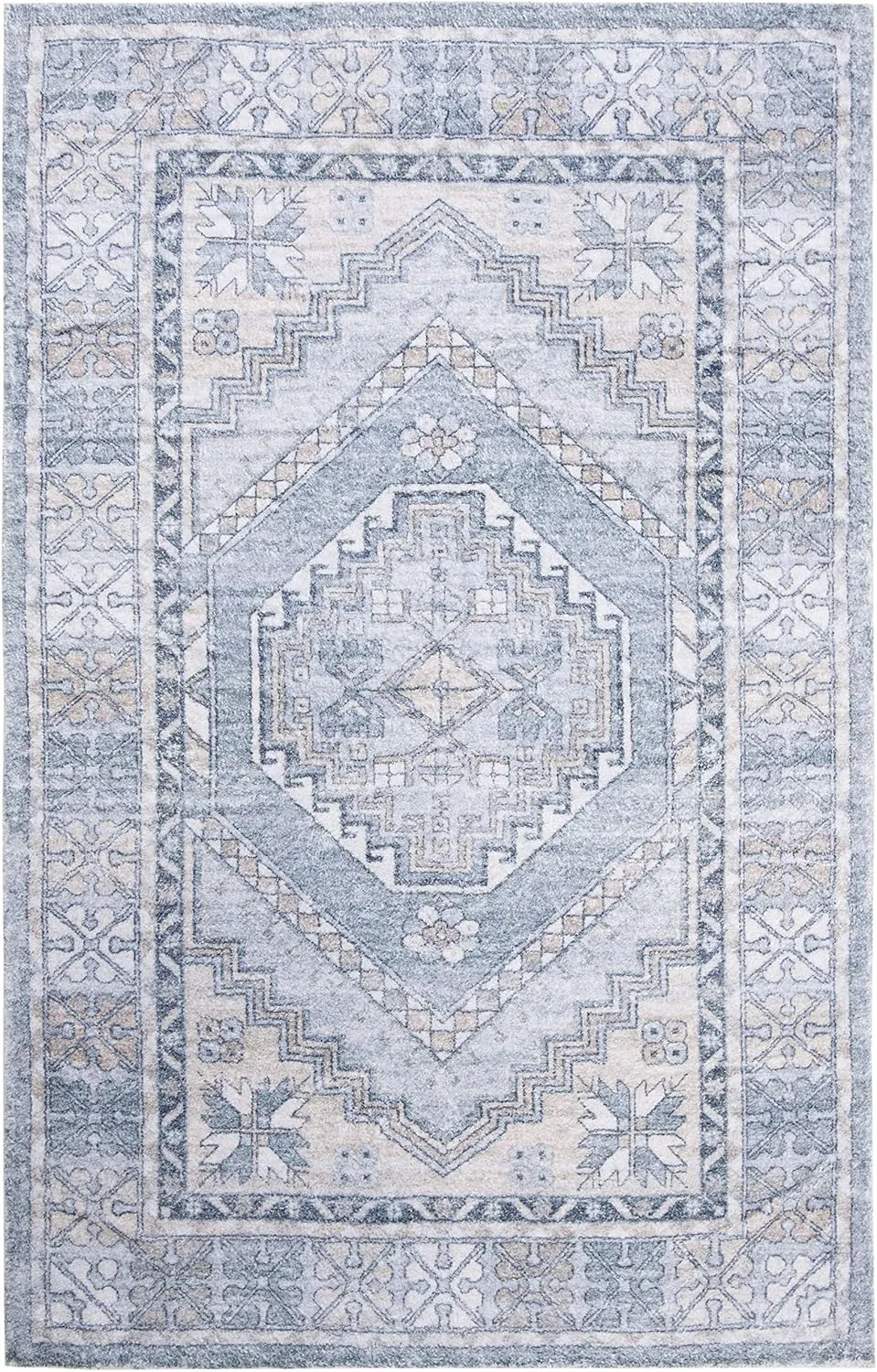 SAFAVIEH Saffron Collection 8' x 10' Grey/Ivory SFN550F Handmade Boho Chic Distressed Cotton Area Rug