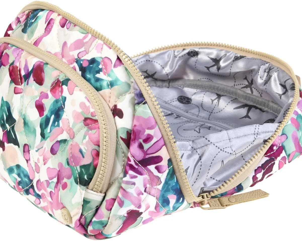 Samantha Brown To-Go Lay Flat Cosmetic Organizer, Multiple Pockets, 10.5L x 5.5W x 7H inches (Mauve)