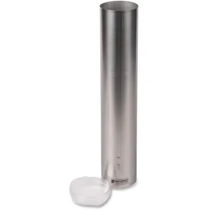 San Jamar Small Pull-Type Cup Dispenser Fits 3-4.5 Oz Cone Cups, 3-5 Oz Flat Cups with Flip Caps for Restaurants, Dining Halls, and Fast Food, Stainless Steel, 16 Inches, Silver