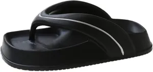 Sandals Fashion Personality Summer Thick Bottom Flip-flops Fashionable Outer Wear Tide Indoor One Word Sandals Outdoor Flip-flops easy for putting on or taking off ( Color : Black , Size : 44/45 )