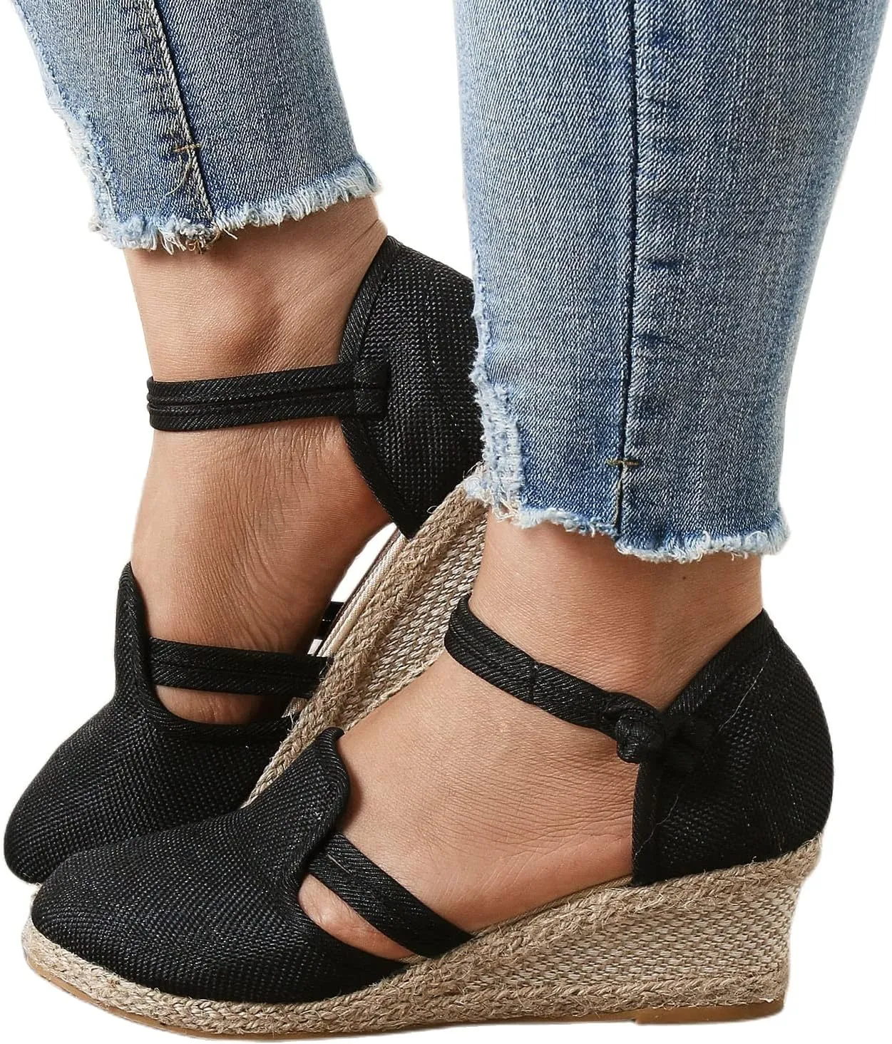 Sandals for Women Dressy Summer Women's Ankle Strap Closed Toe Espadrille Wedge Sandals Adjustable Ankle Strap Wedges Casual & Dressy Summer Shoes