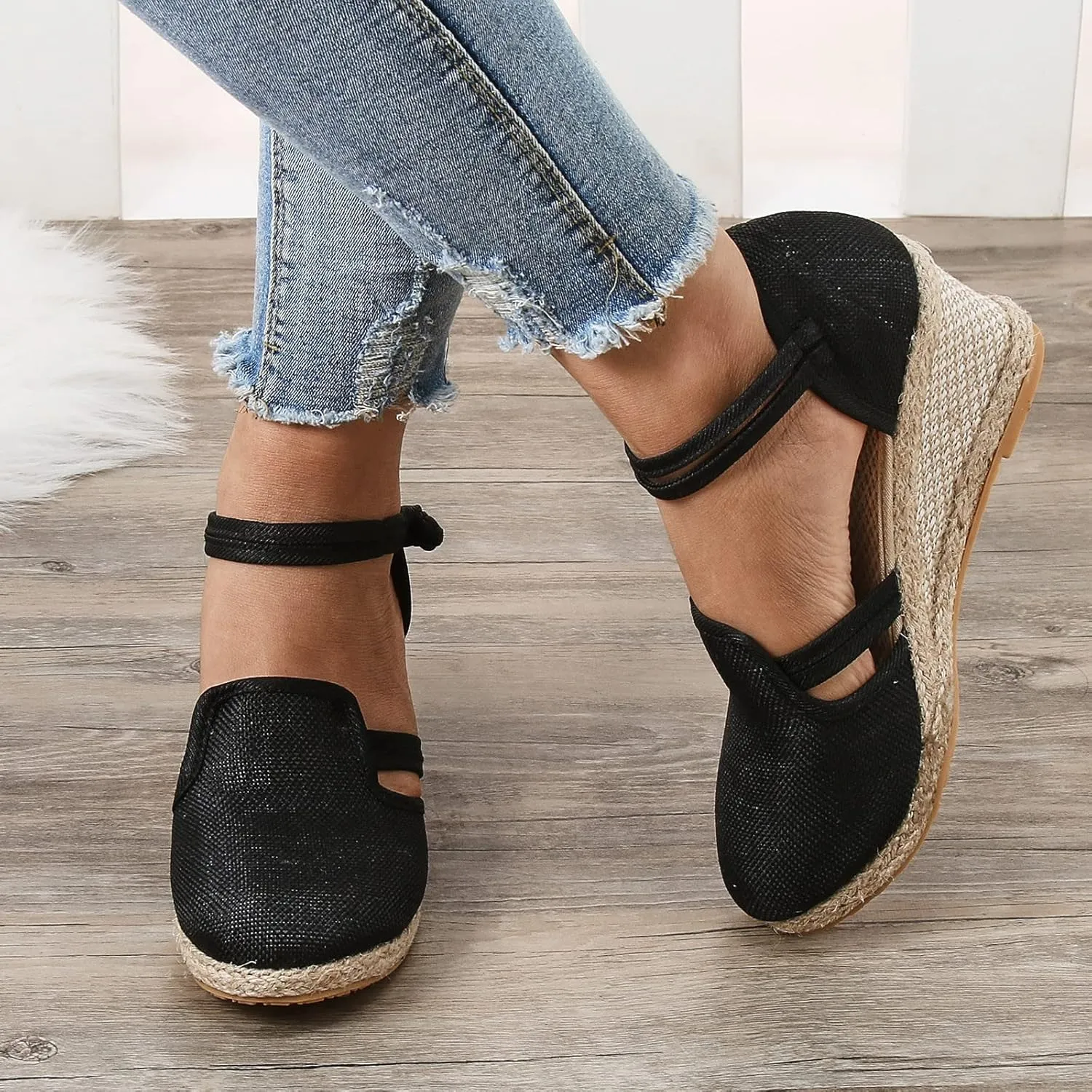 Sandals for Women Dressy Summer Women's Ankle Strap Closed Toe Espadrille Wedge Sandals Adjustable Ankle Strap Wedges Casual & Dressy Summer Shoes