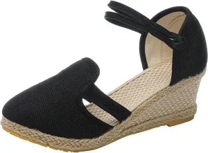 Sandals for Women Dressy Summer Women's Ankle Strap Closed Toe Espadrille Wedge Sandals Adjustable Ankle Strap Wedges Casual & Dressy Summer Shoes