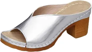 Sandals Women Chunky Heels Low Block Heeled Sandals Comfortable Dressy Orthopedic Shoes with Arch Support Casual Summer Non-Slip Open Toe Shoes Fashion Slip-On Shoe