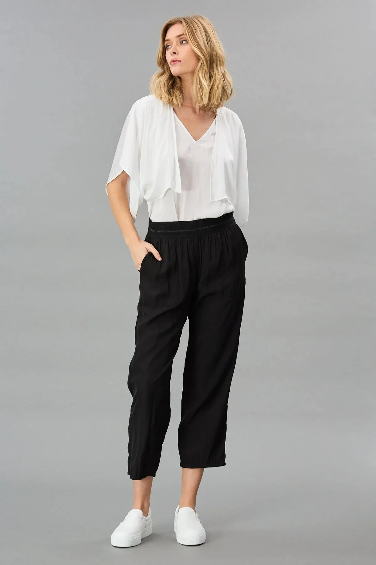 Satin Easy Pants | Black
