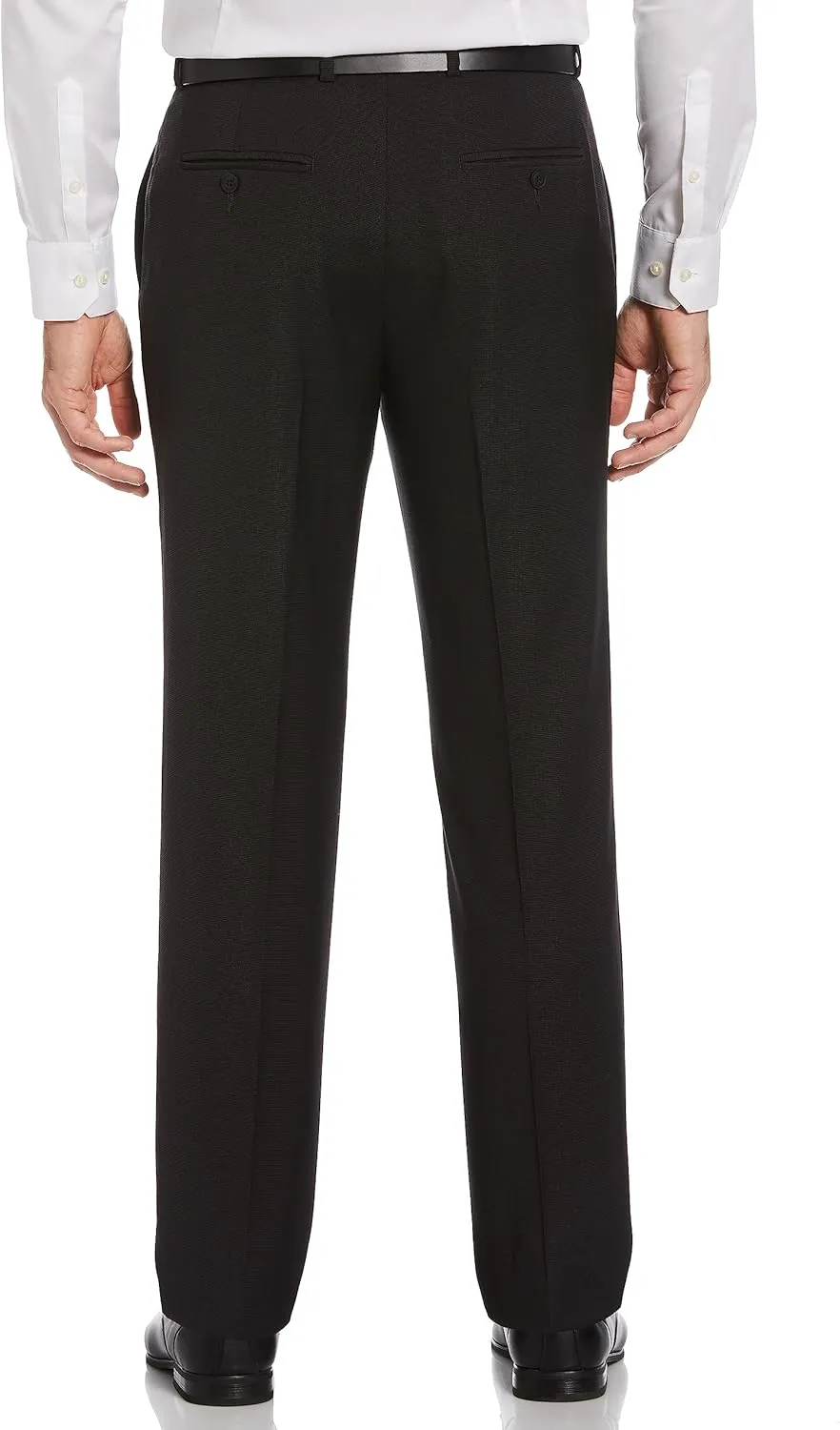 Savane Men's Flat Front Nailhead Stretch Dress Pants with Active Waistband