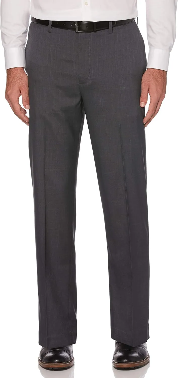 Savane Men's Flat Front Stretch Crosshatch Dress Pant