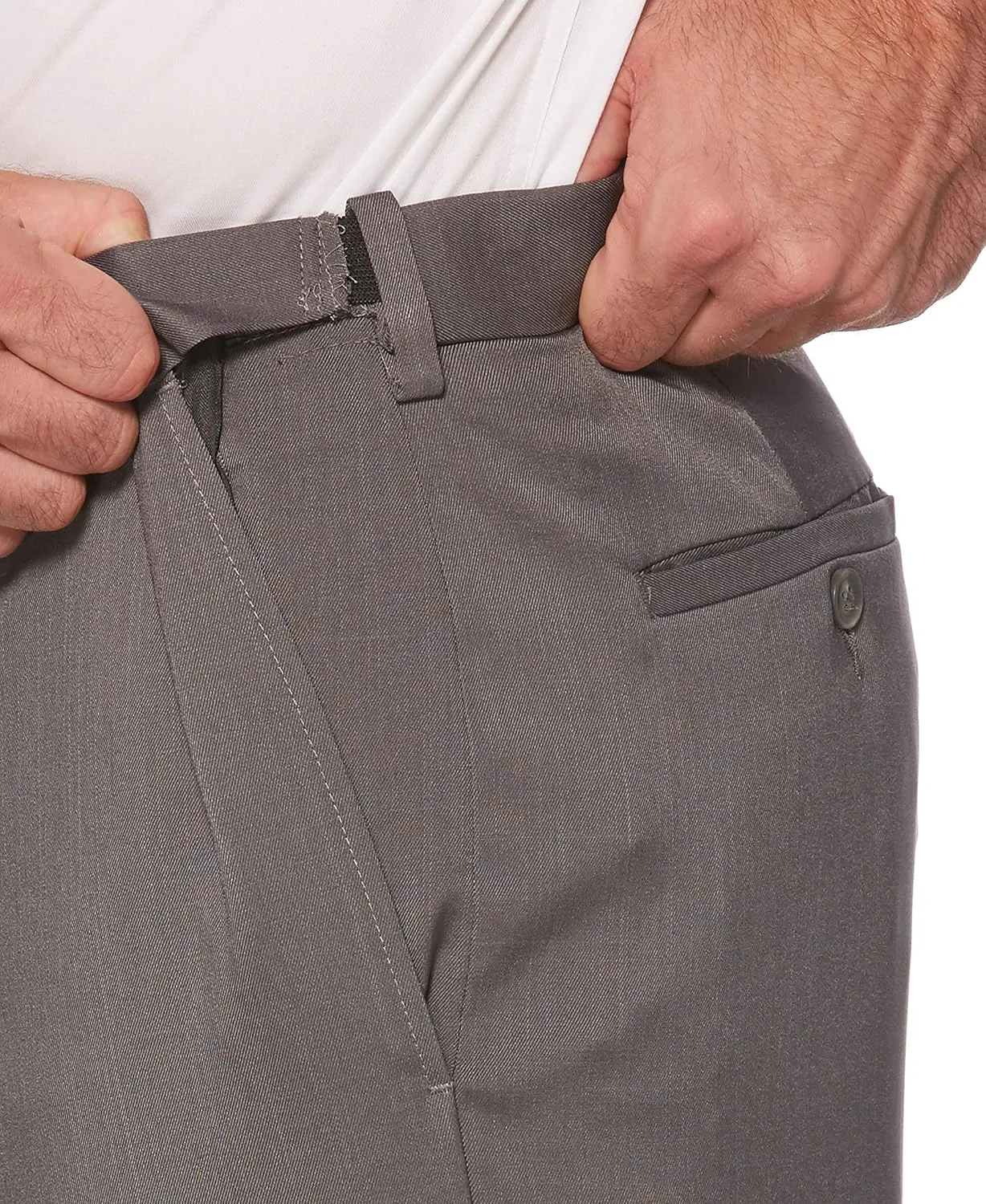 Savane Men's Flat Front Stretch Crosshatch Dress Pant