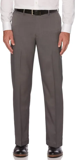 Savane Men's Flat Front Stretch Crosshatch Dress Pant