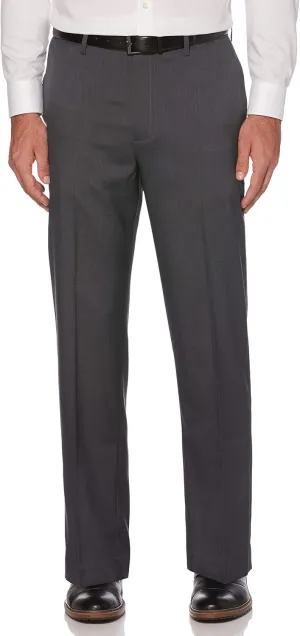 Savane Men's Flat Front Stretch Crosshatch Dress Pant