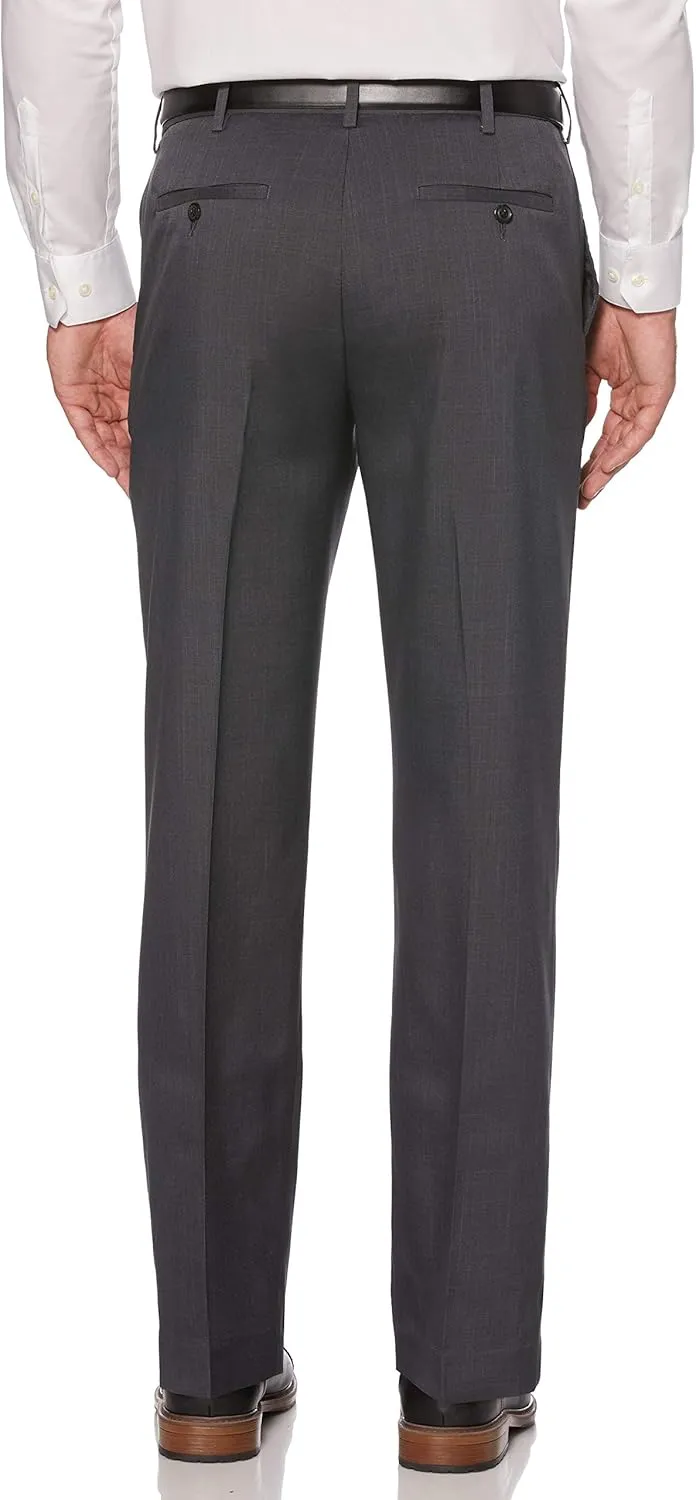 Savane Men's Flat Front Stretch Crosshatch Dress Pant