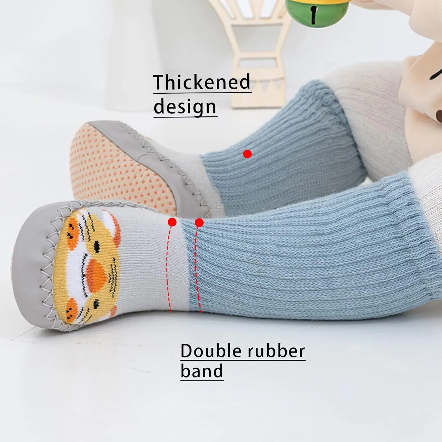 SEAUR 3 Pairs Toddler Slipper Socks Anti Skid Baby Sock Shoes for Walking Infant Moccasins Animal Crib Shoes Sock With Grips