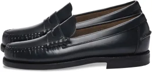 Sebago Women's Classic Dan Leather Penny Loafers – Hand-Sewn Slip-On Moccasins with Leather Sole & Timeless Design, Blue Navy - 6.5 Regular