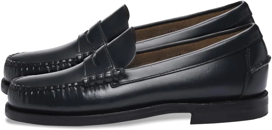 Sebago Women's Classic Dan Leather Penny Loafers – Hand-Sewn Slip-On Moccasins with Leather Sole & Timeless Design, Blue Navy - 6.5 Regular