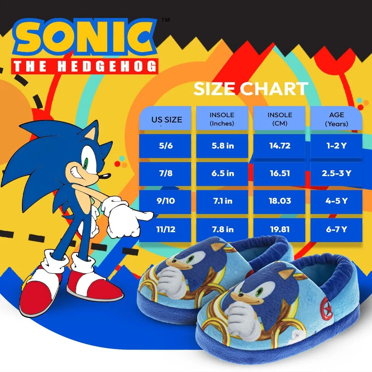 SEGA Sonic the Hedgehog Slippers - Kids House Shoes Lightweight Plush Warm Comfort Soft Aline Slipper (toddlers - little kids)