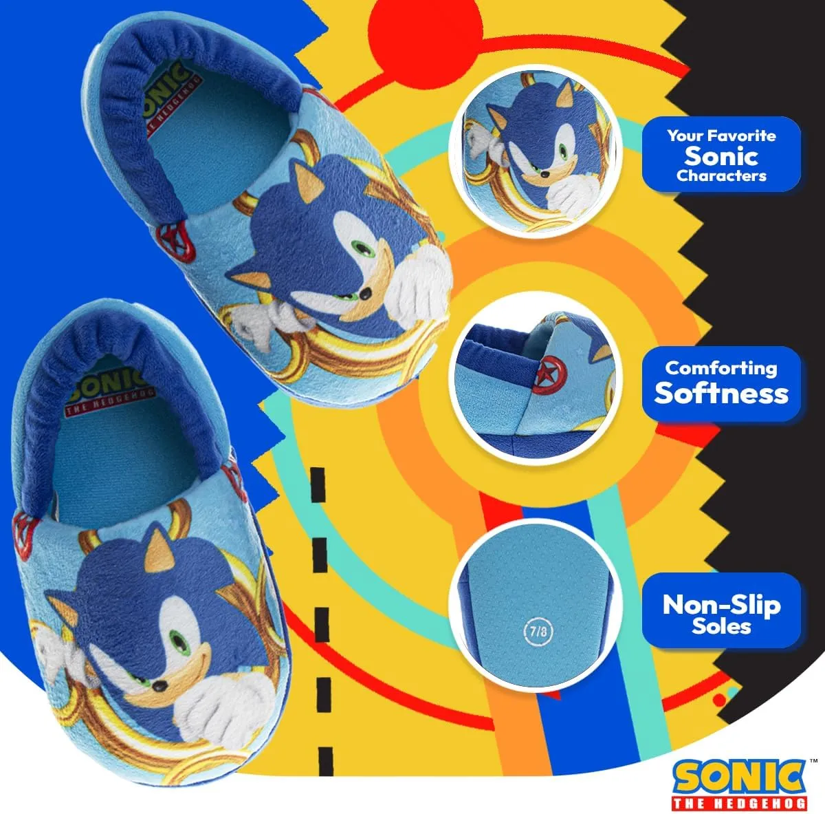 SEGA Sonic the Hedgehog Slippers - Kids House Shoes Lightweight Plush Warm Comfort Soft Aline Slipper (toddlers - little kids)