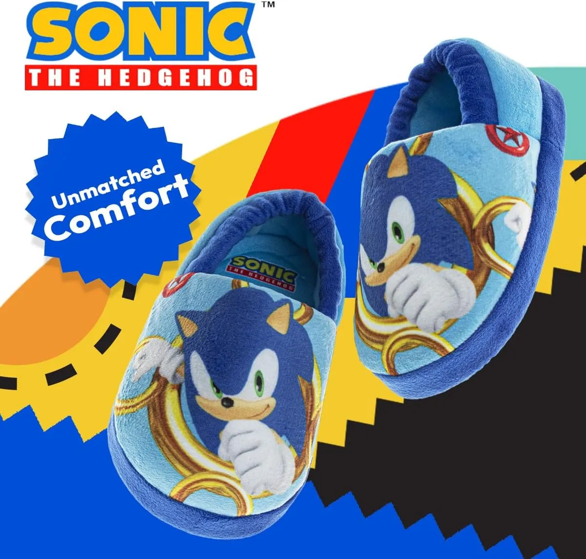 SEGA Sonic the Hedgehog Slippers - Kids House Shoes Lightweight Plush Warm Comfort Soft Aline Slipper (toddlers - little kids)