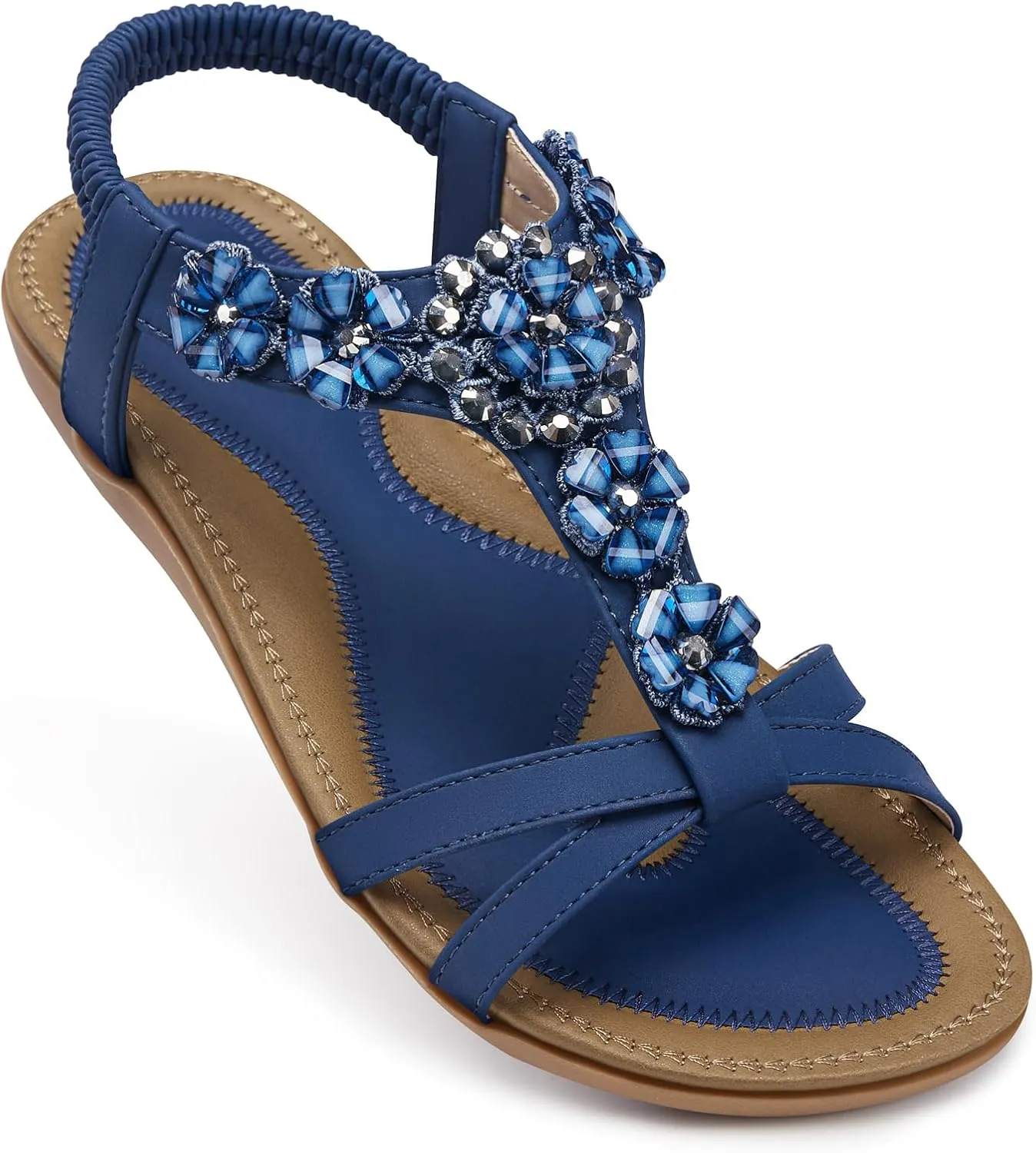 SHIBEVER Flat Sandals for Women Dressy: Summer Comfortable Ankle Strap Womens Sandal