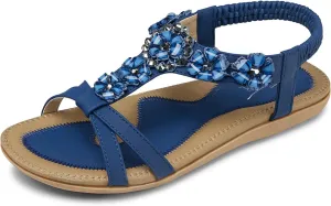 SHIBEVER Flat Sandals for Women Dressy: Summer Comfortable Ankle Strap Womens Sandal