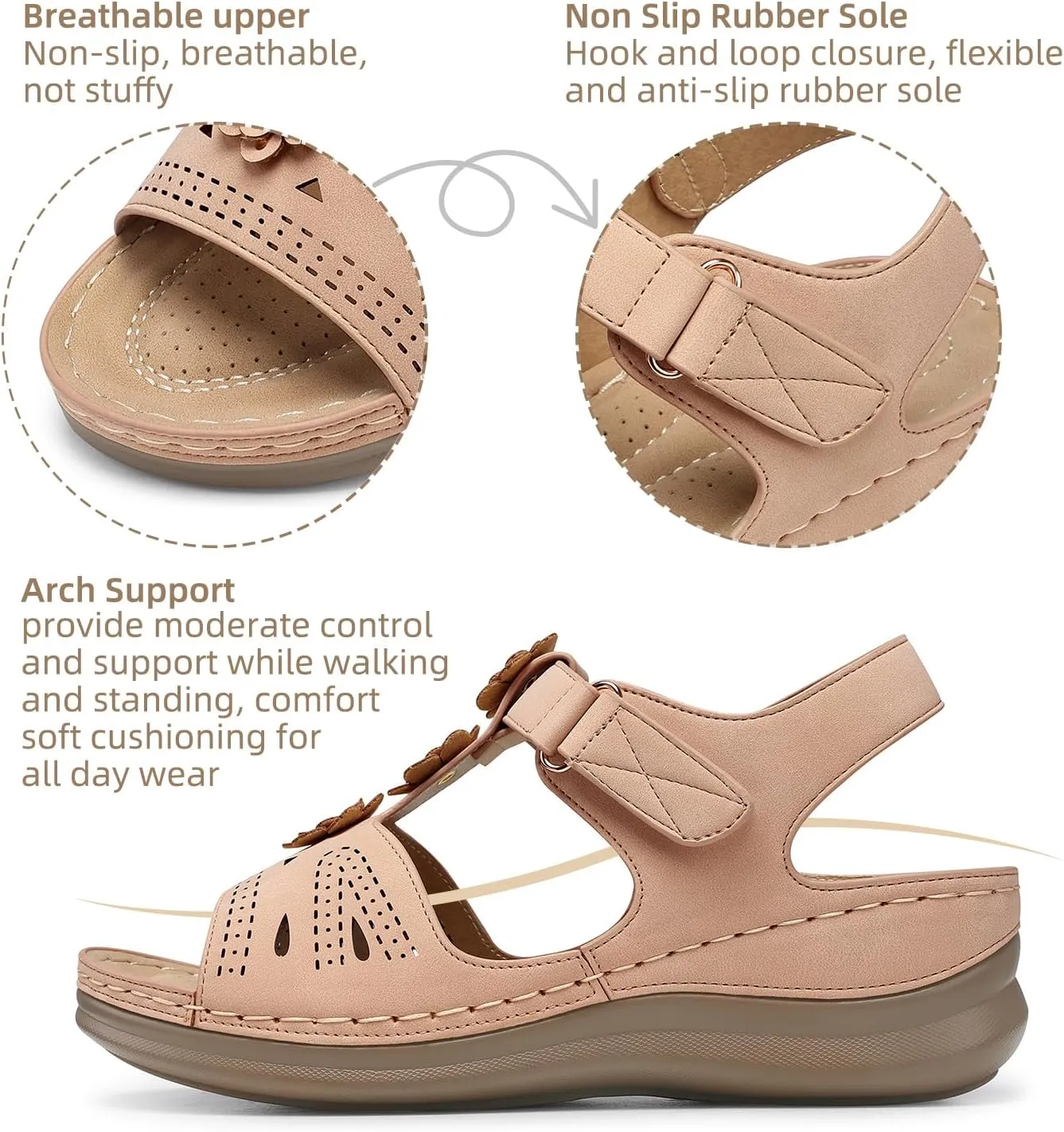 SHIBEVER Wedge Sandals for Women Dressy: Comfortable Summer Platform Casual Dress Women Sandal