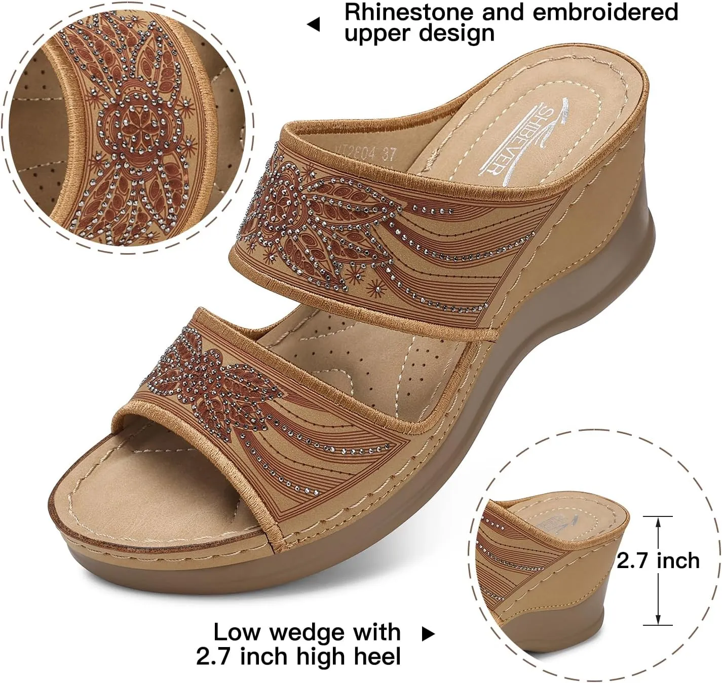 SHIBEVER Wedge Sandals For Women Dressy: Comfortable Summer - Slip On Womens Sandal