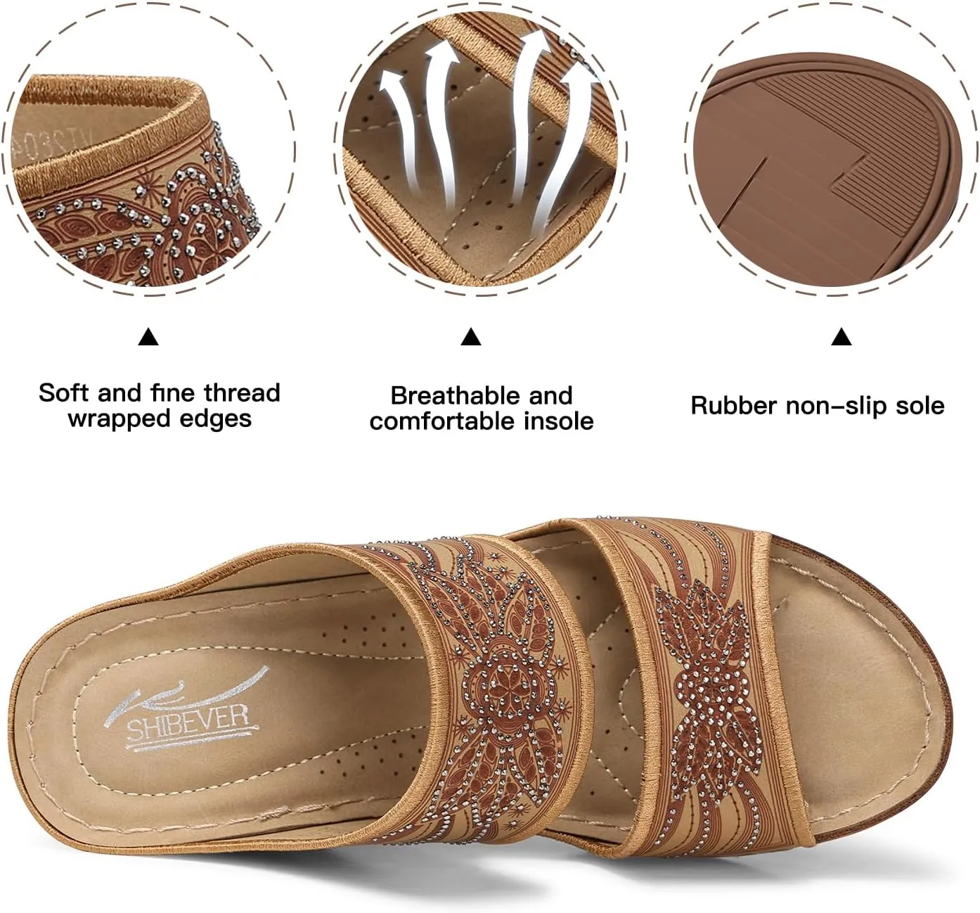 SHIBEVER Wedge Sandals For Women Dressy: Comfortable Summer - Slip On Womens Sandal
