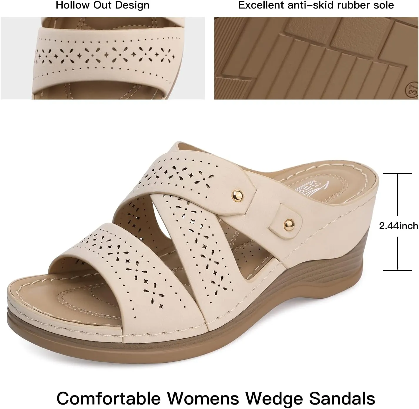 SHIBEVER Wedge Sandals Women Summer: Comfortable Open Toe Dressy Platform Sandal Shoes