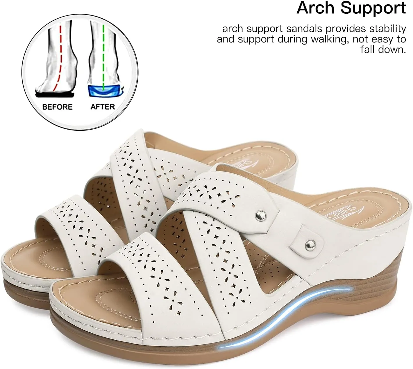 SHIBEVER Wedge Sandals Women Summer: Comfortable Open Toe Dressy Platform Sandal Shoes