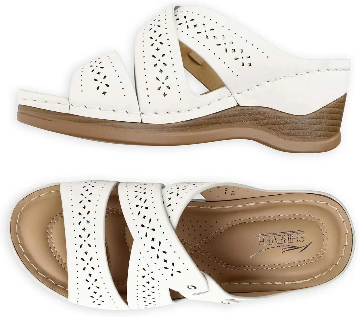SHIBEVER Wedge Sandals Women Summer: Comfortable Open Toe Dressy Platform Sandal Shoes