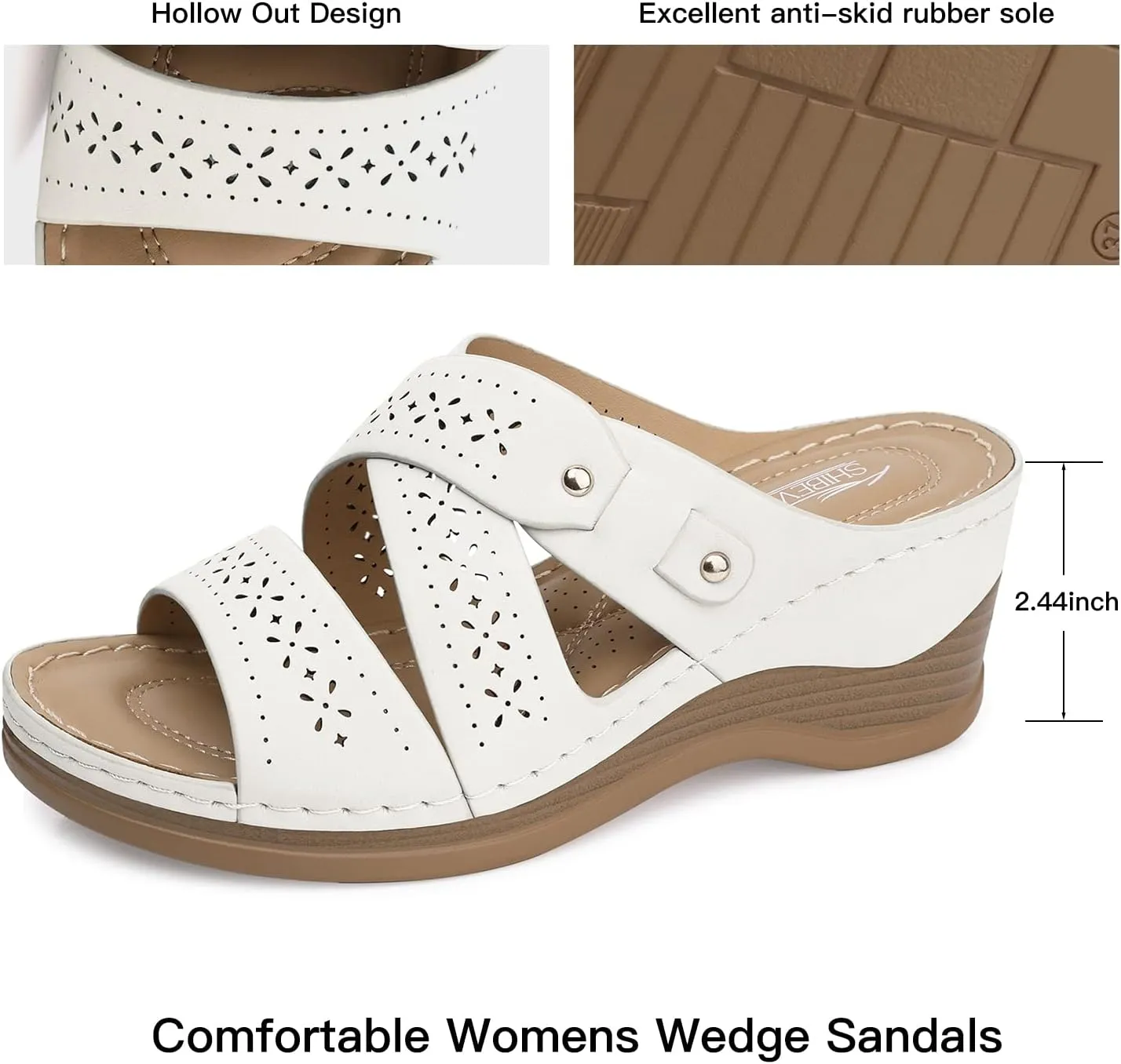 SHIBEVER Wedge Sandals Women Summer: Comfortable Open Toe Dressy Platform Sandal Shoes
