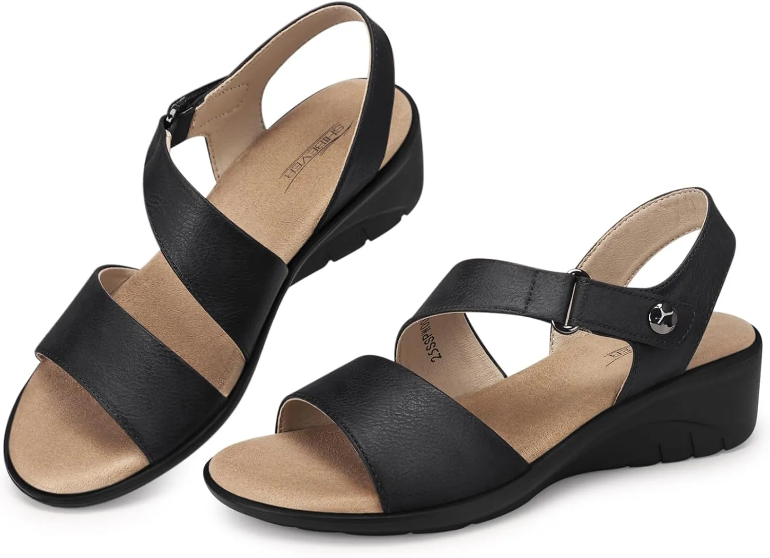 SHIBEVER Women's Low Wedge Heel Sandals Dressy Summer Ankle Strap Sandals Open Toe Comfortable Causal Platform Shoes